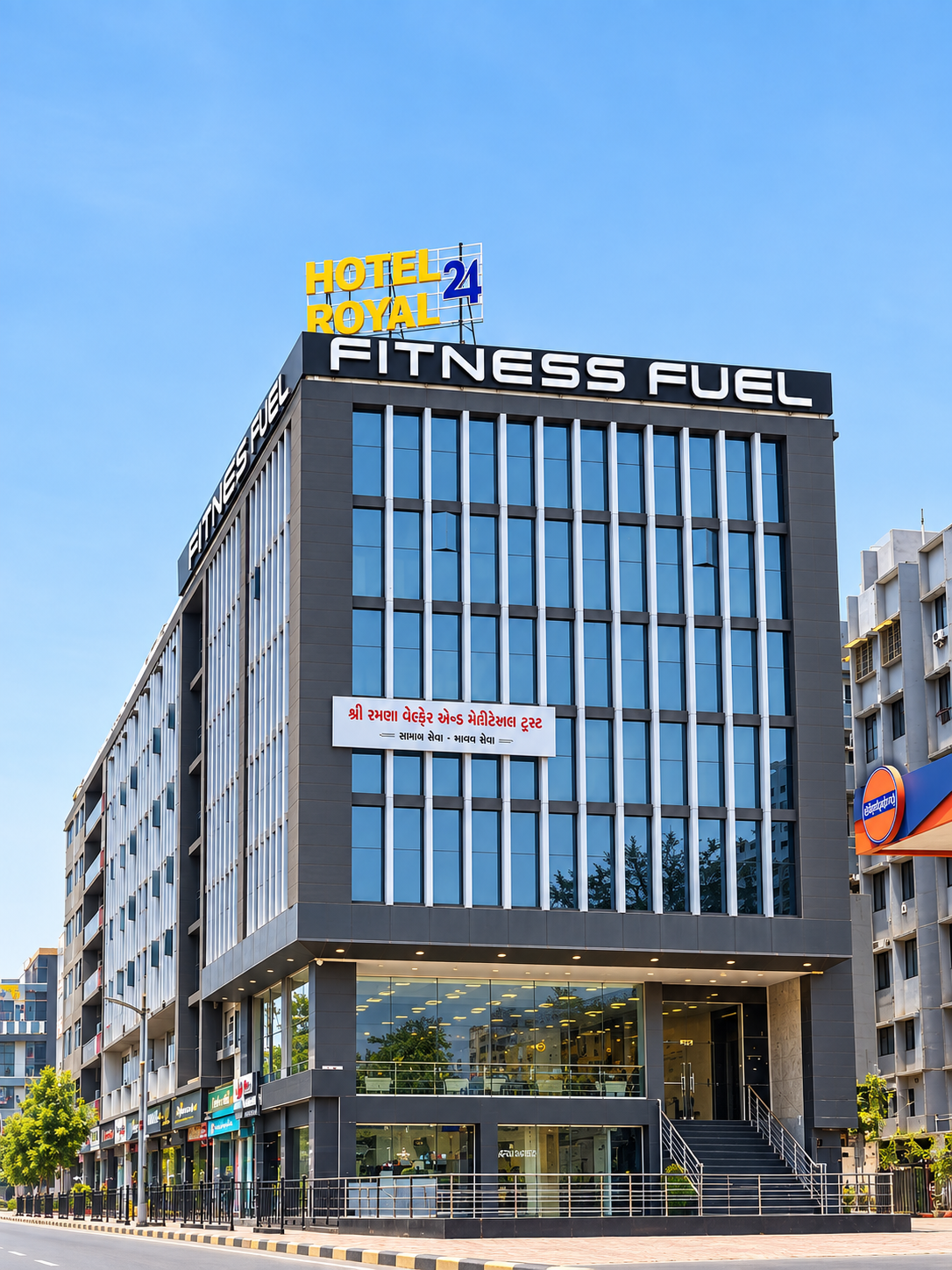 Exterior of the Hotel Royal 24 building in Naroda, Ahmedabad